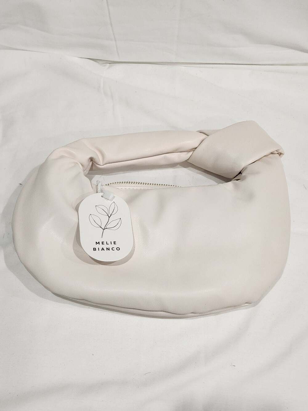 Melie Bianco Alexandra Top Knot Vegan Leather Handbag in Cream